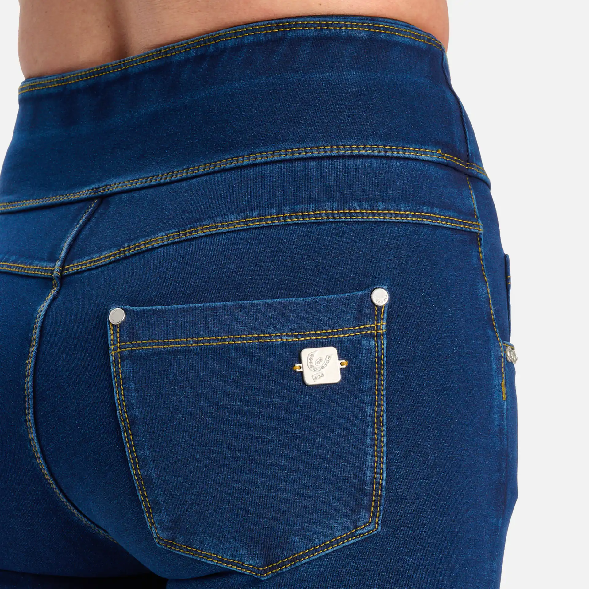 Freddy Skinny N.O.W. Meduim Waist Jeggings Dark Jeans/Yellow Seam